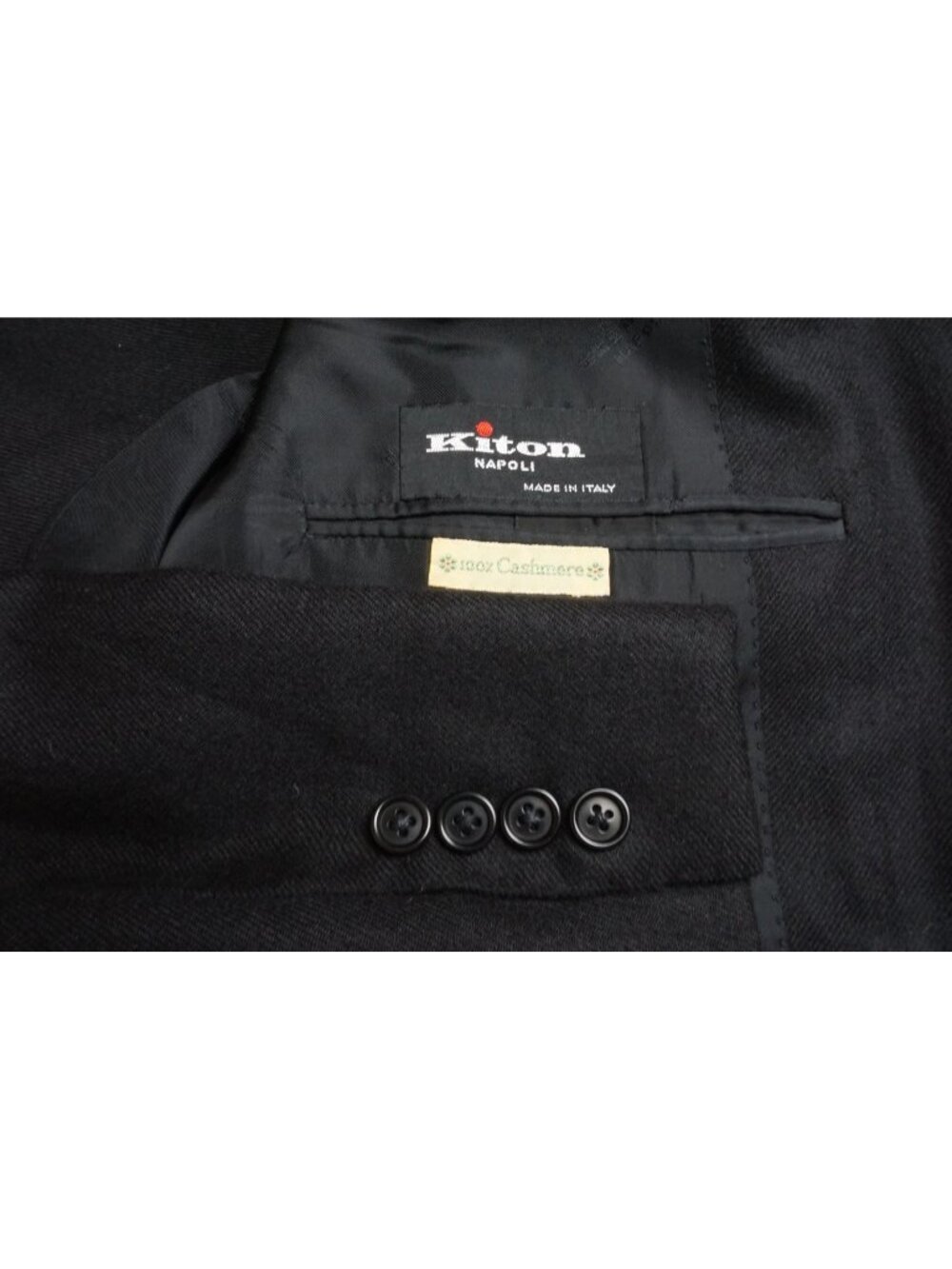 Kiton 100% Cashmere Solid Black Sport Coat Jacket Sz 44S
